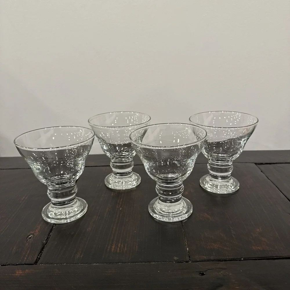 Set of 4 Circle Art of Glass Short-Footed Goblets (6 oz) - Handcrafted in Turkey